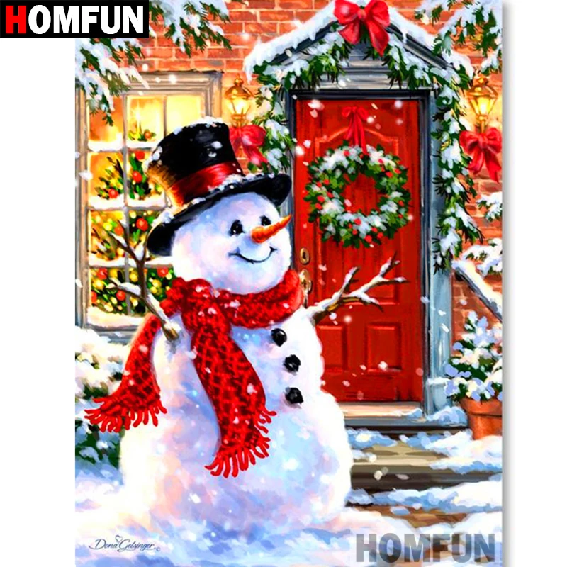 

HOMFUN Full Square/Round Drill 5D DIY Diamond Painting "Christmas snowman" Embroidery Cross Stitch 5D Home Decor Gift A09507