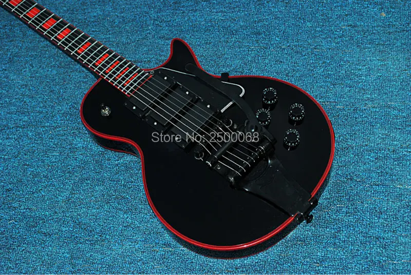 Matte black color CUSTOM guitar,red color binding and fret marker,ebony