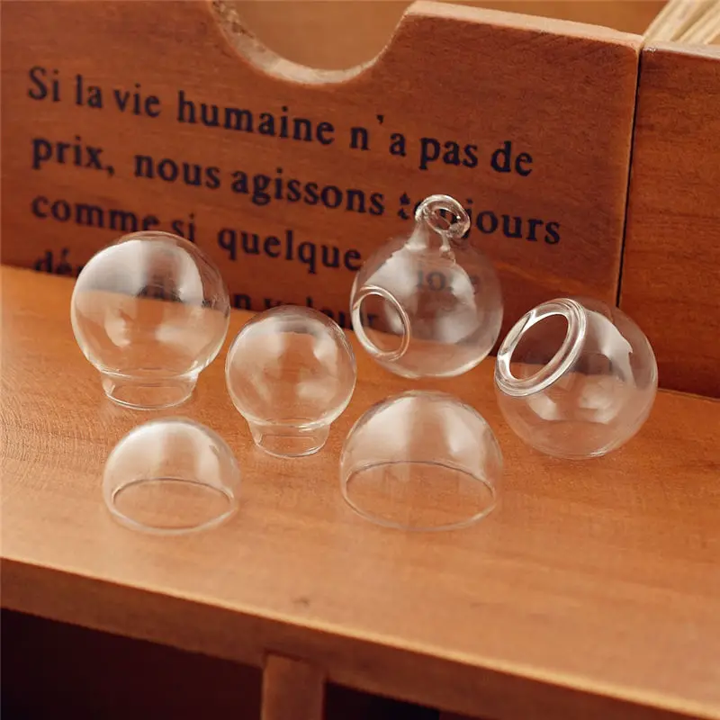 1 шт 15 30 мм полый стеклянный шар круглый купол с отверстием DIY orbs ювелирные изделия