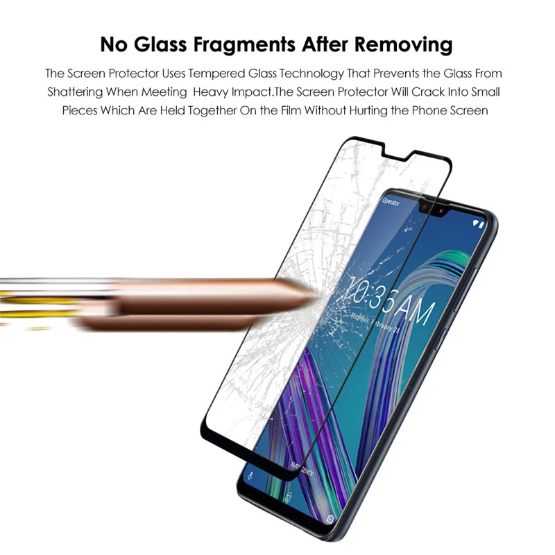 Закаленное стекло с полной проклейкой для Asus Zenfone Max Pro M2 полное покрытие 9H