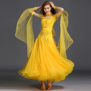 

Luxly Women Ballroom Competition Dance Clothing Exquisite Diamond Decals Dress Lady's Latin Waltz Dance Performance Costumes