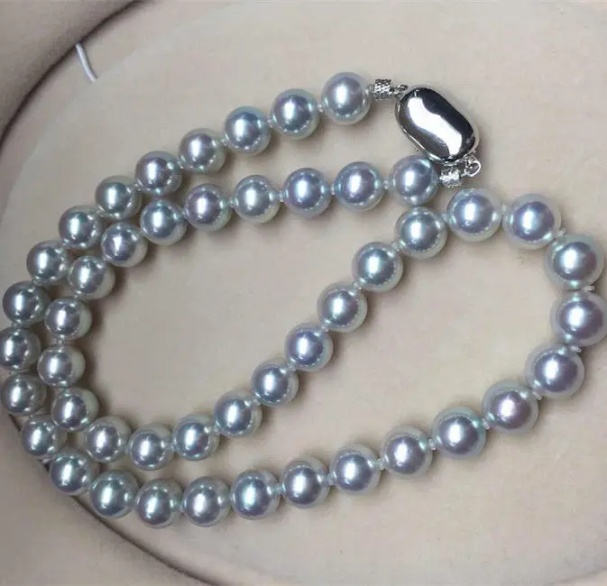 

11-12mm round south sea silver gray pearl necklace 18inch silver clasp (9.13)