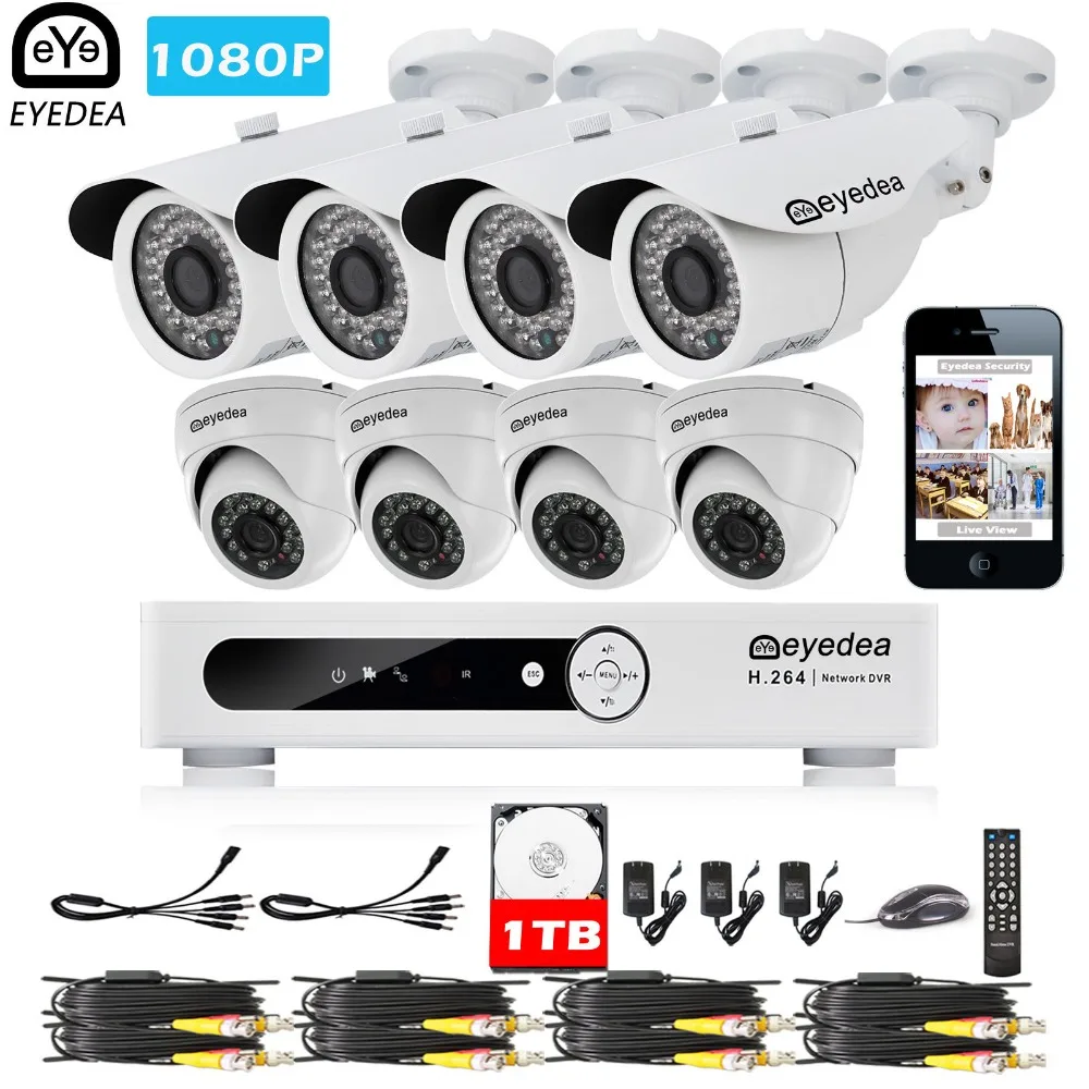 В России Eyedea 8 CH HDMI DVR 1080P 2.0MP 5500TVL Обнаружение движения ночное видение открытый вид