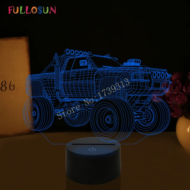 Night Light 3D Mixer Truck Car Model Projector Lamp USB Battery Dual Power Lamp 7 Color LED Lights Bedroom Decora Novelty Light
