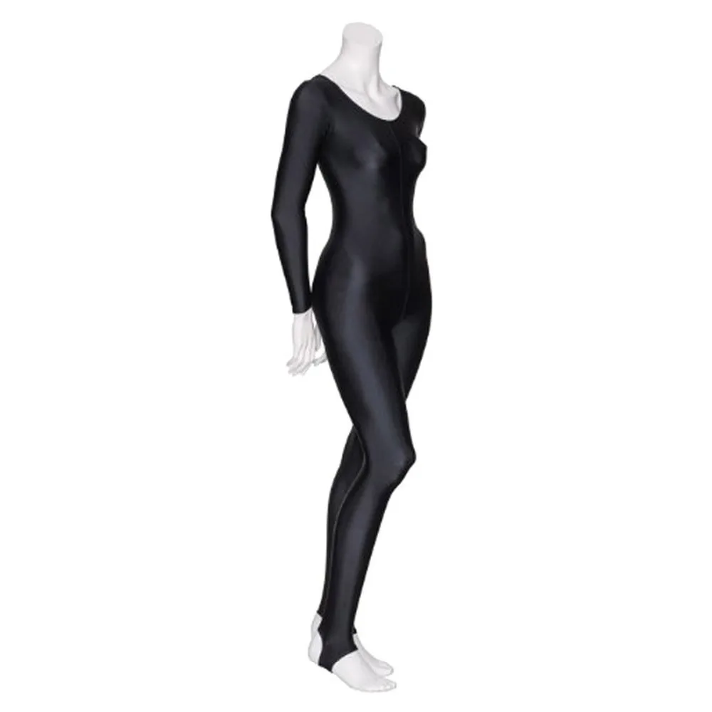 Speerise Women Shiny Long Sleeve Dance Unitard Stirrup Adults Spandex Gymnastics Black Full Body Dancewear Catsuits Girl -Zentai shop online