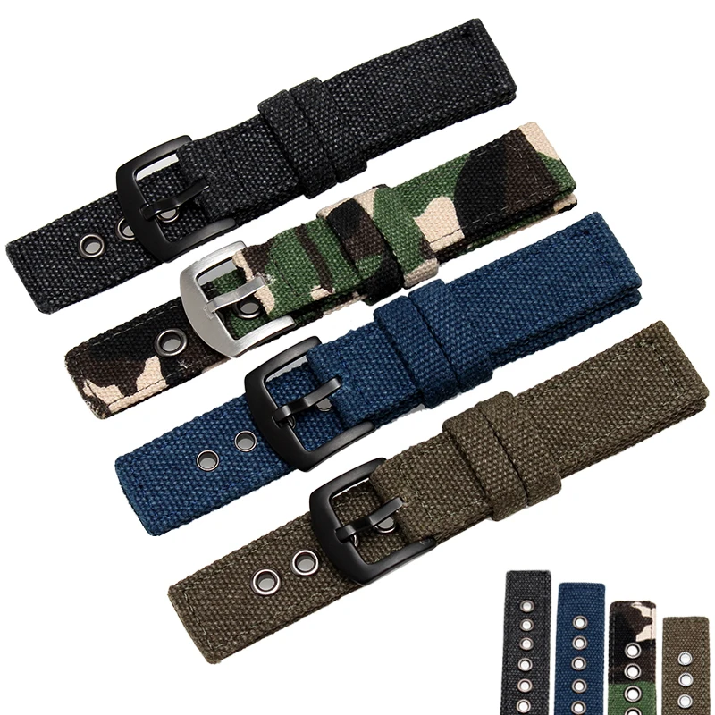 

New Military Army Nylon Fabric Canva Wrist Watch Band Strap 20/22/24mm Black Camouflage 4Color +Free tools+Free shipping