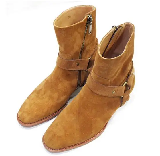 Hot FR.LANCELOT autumn winter Suede men real leather boots high top fashion british style fashion chelsea boots men