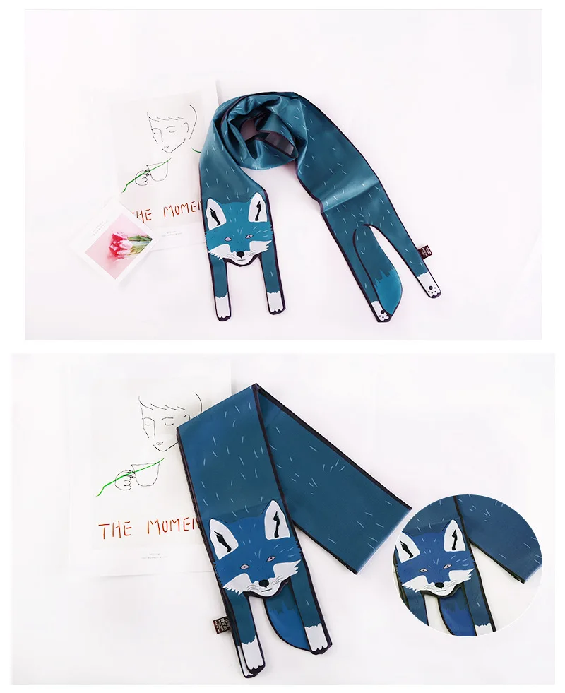 Шелковый шарф в виде щенка, сумки с лентой, маленькие шарфы, повязка на голову, чокер,, 120 см* 5 см, милая сумочка