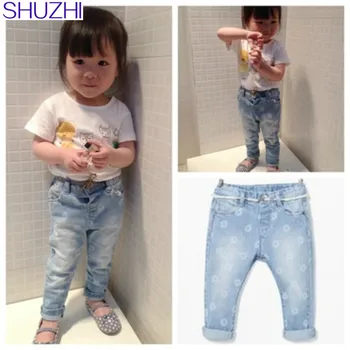 

Fashiong Baby jeans baby girls skinny jeans Infant Newborn Denim Pants flower white girl leggings trousers Bebes