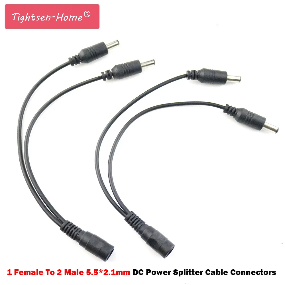 

1 Female To 2 Male Jack Connectors DC Power Splitter Cable 1 To 2 Way Splitter Wires For CCTV Camera 5050 LED Strip AC Adapters