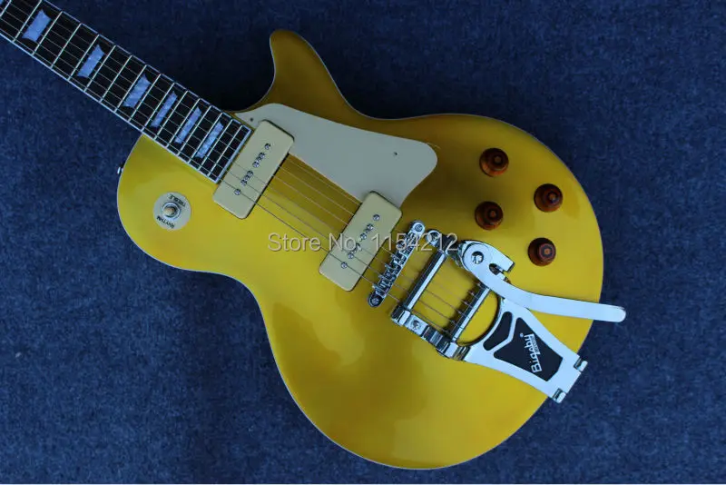 Chinese Vicers  the  Electric Guitar Matte Golden Top Guitar Body With sliver hardware and P90 pickups