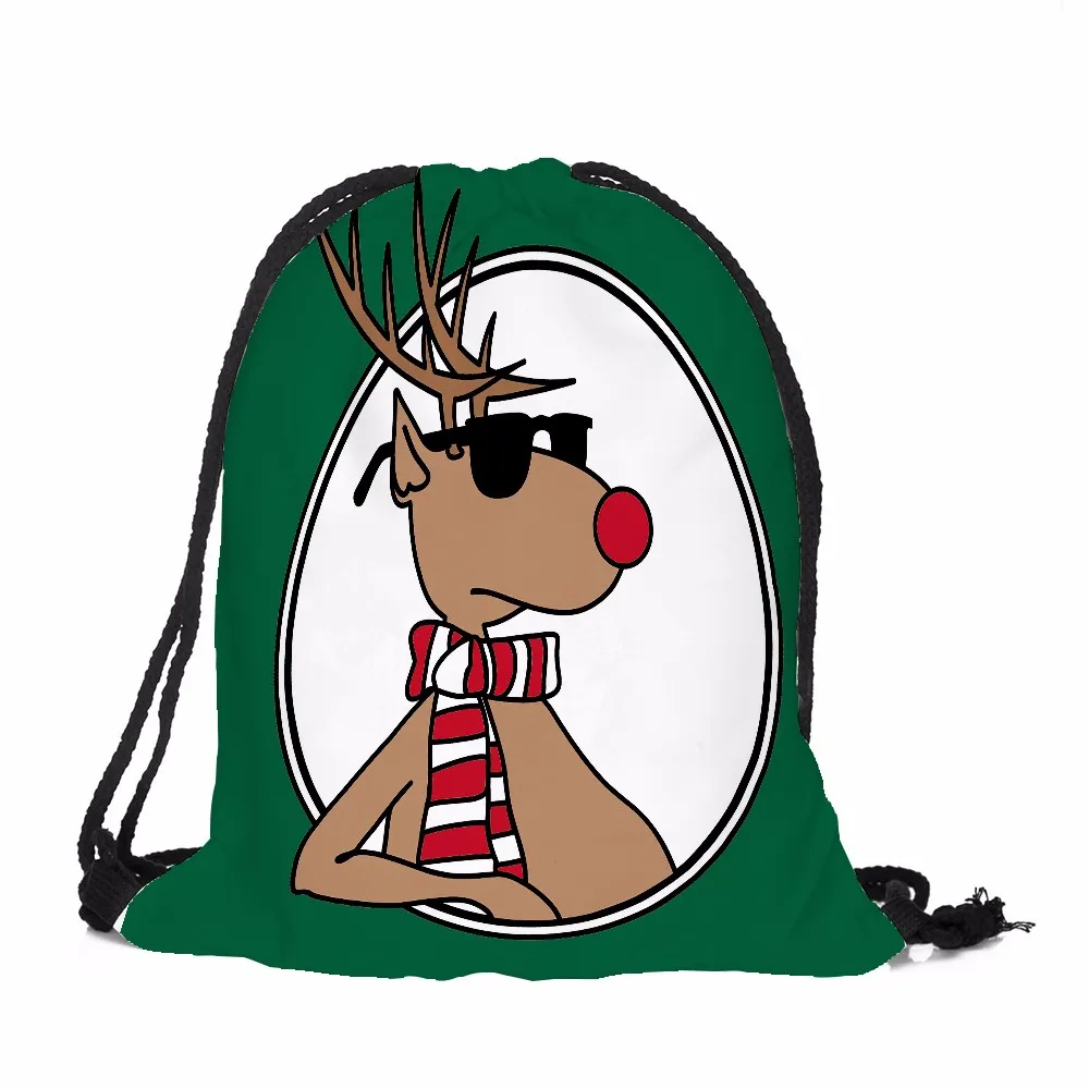

MAIOUMY Fashion Christmas Candy Bag Bundle Pocket Santa Claus Snowman Bags Printed Backpack Best String bag hot