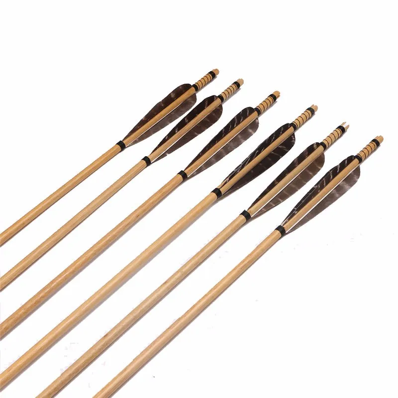 Tiro com Arco de Madeira Setas com Broadheads Real para Adulto Pena Tradicional Arco Recurvo Longbow Caça Tiro Esportes 12 Pçs Aço 7 Cheap Arco e flecha