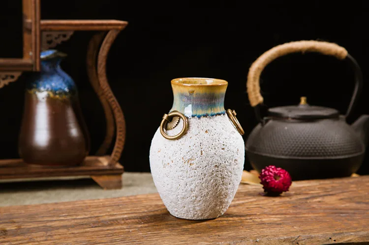 Японская винтажная керамическая ваза грубая Керамика ручной работы украшение для стола цветы банка горшок Lucky креативный домашний декор бутылка для воды