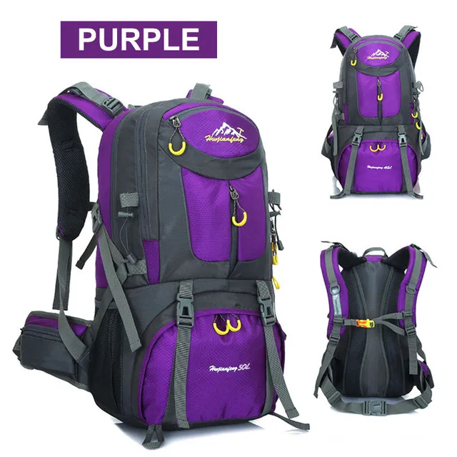 50L водонепроницаемый альпинистский Пешие прогулки Военный Тактический Рюкзак Сумка для кемпинга альпинизма для улицы занятий спортом и спортзала Molle 3P рюкзак для путешествий - Цвет: Purple