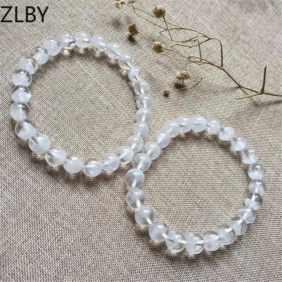 

New Arrival 8mm Natural White Phantom Quartz Crystal Round Bead Natural Phantom Quartz Bracelet Drop Shipping