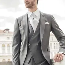 Одна пуговица, с отворотом, легкое, серое, фрак, модный, Terno Masculino(куртка, PantsVestTie), Новое поступление, новейший дизайн, cuhomme Homme