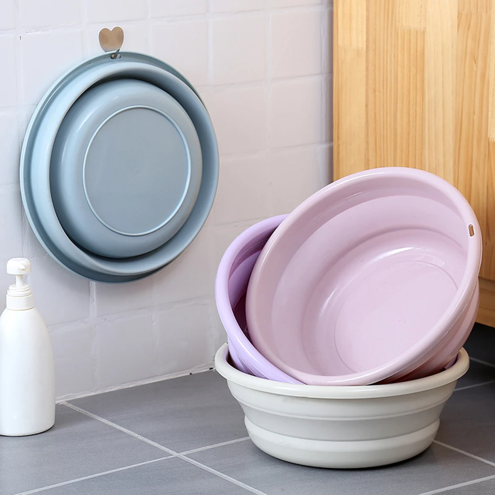 

26cm Portable Folding Bucket Home Bathroom Wash Basin Tub Water Storage Bucket for Camping Outdoor Travel