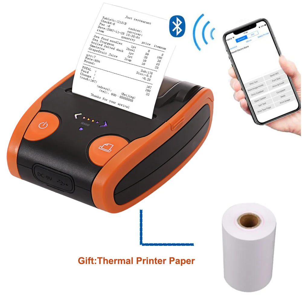 Портативный мини 58 мм Bluetooth беспроводной тепловой стикер чековый принтер для POS Счетная машина магазин принтер для магазина
