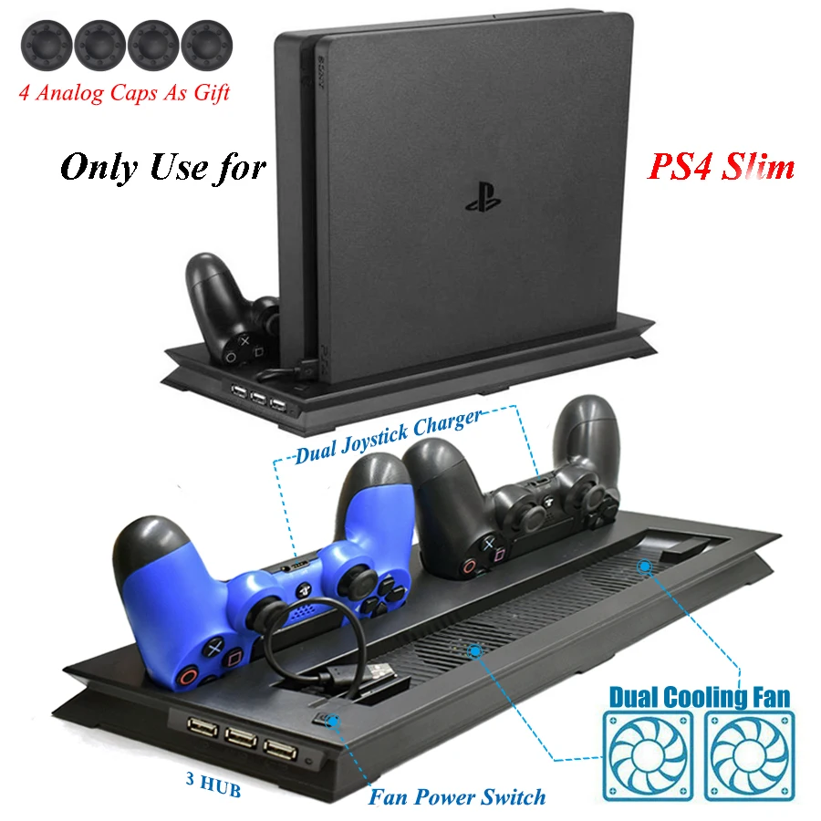 Вертикальная охлаждающая подставка для PS4 Slim двойной джойстик зарядная станция