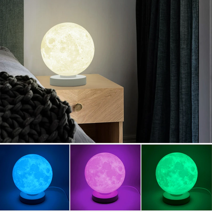 3D печатная умная Лунная лампа цветная Лунная луна лампа Amazon Alexa Google Assistant WiFi Голосовое управление настольная лампа оригинальная