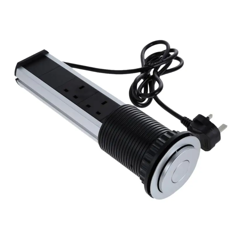 

UK EU Plug Retractable Electrical 3 Plug Socket 2 USB Kitchen Office Table/Countertops Socket 220V 16A Kitchen Desk Socket
