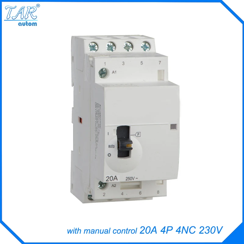 

Modular miniature household AC contactor 20A 4NC 220V 4P With manual override switch
