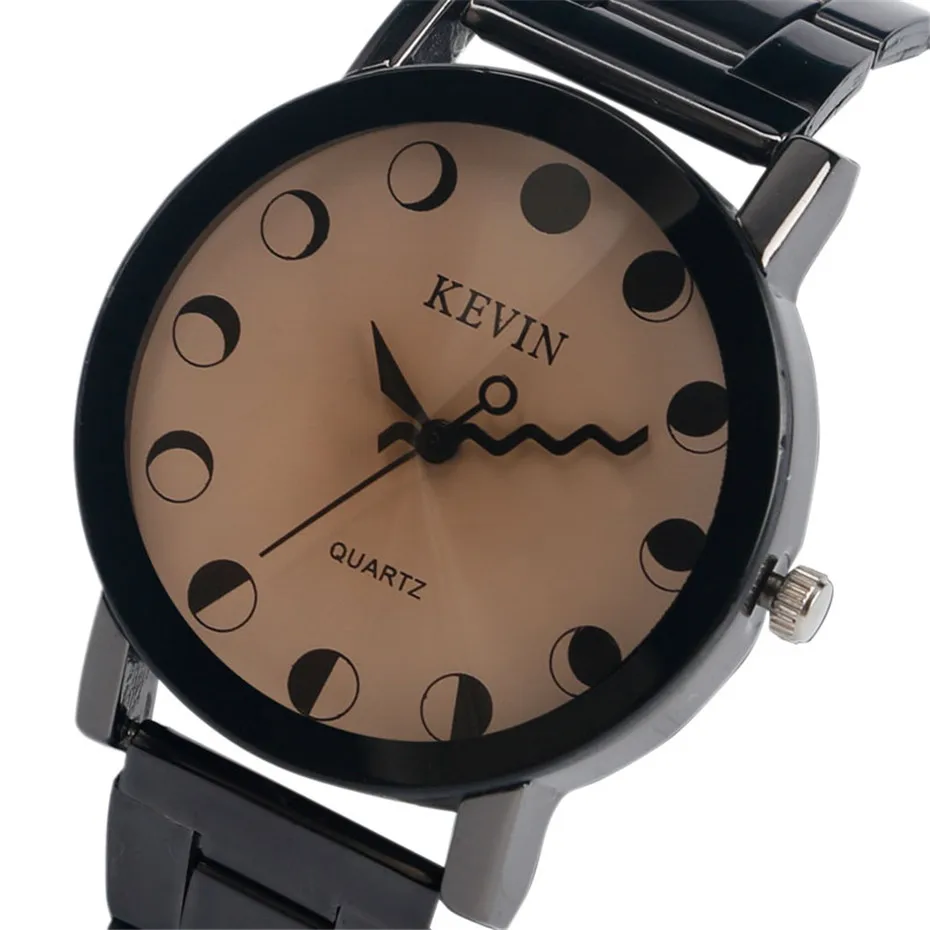 Kevin 2017 Creative Watches Sun Day Night Moon Dial Wave Black Stainless Steel Quartz Men Wristwatch Casual Women Relogio Clock (16)