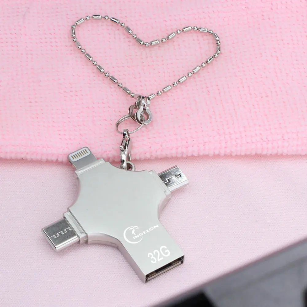 Ingelon 4in1 Metal Cross Pendrive 16gb 32gb 64gb 128gb cle usb 2.0 Christian Memory Stick Custom Logo USB C Pen Drive for iphone (4)