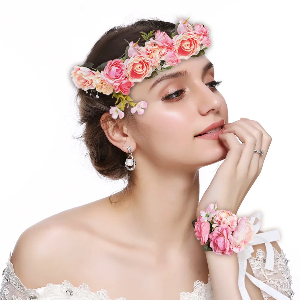 

New Fashion Bride Headbands For Women Beach Flower Hair Bands Headband Hair Accessories Wedding Party Floral Headwear