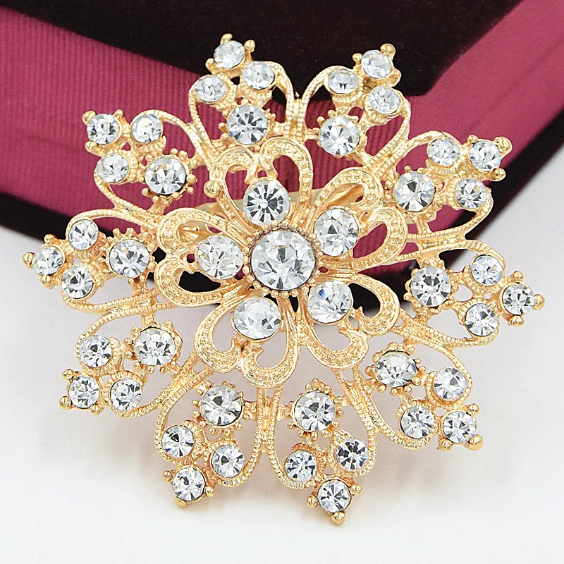 Яркое серебро Цвет Ясно Кристалл Rhinestone Роскошный Сердце цветок Свадебные