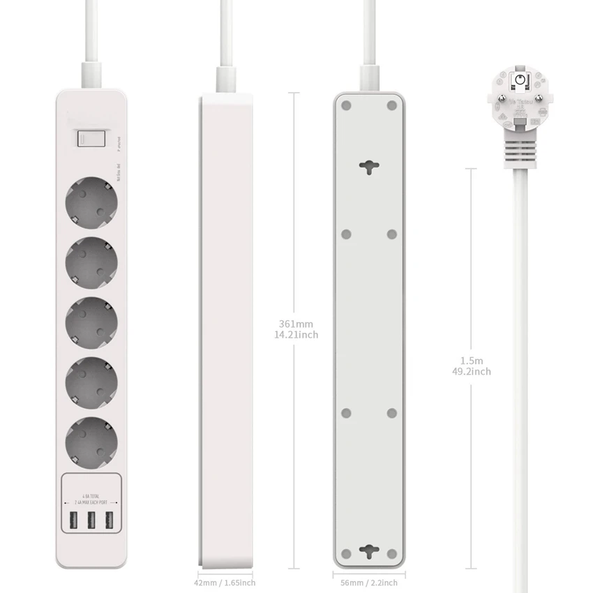 Продажа ЕС Plug Мощность полосы 3 Зарядка через usb Порты и разъёмы с 3 4 5 AC Мощность Outlet умный дом Qualcomm Quick зарядка через usb разъем Мощность полосы