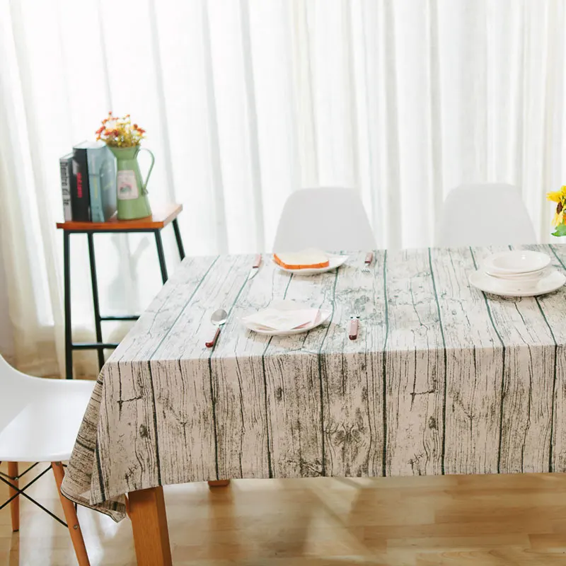 Ретро потрепанная прямоугольная скатерть с принтом в полоску, льняная скатерть с рисунком леса, украшение для дома, чайный журнальный столик