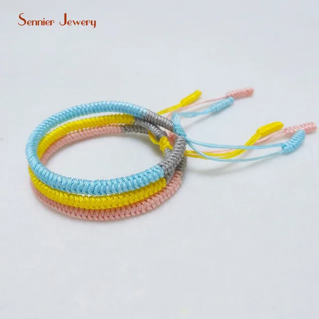 Handmade Fresh Color Tibetan Buddhist Braided Bracelets Knots Lucky Handmade Fresh Color Tibetan Buddhist Braided Bracelets Knots Lucky Yellow Rope Bangle For Women Size Adjule