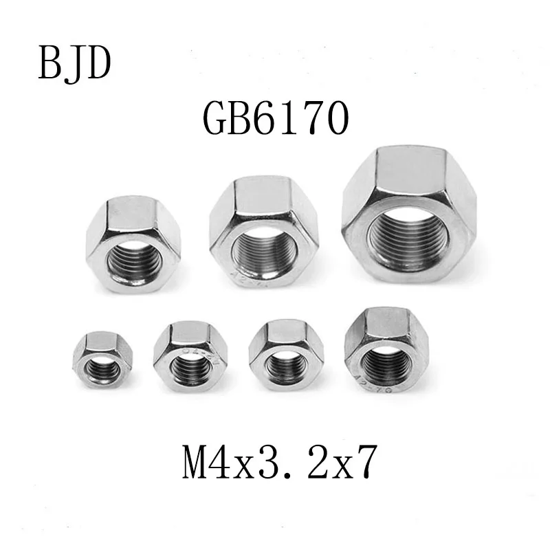100 шт. M4x3.2x7 4 мм гайка винт GB6170 8 Класс нержавеющей стали шестигранные гайки