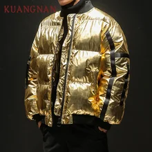 KUANGNAN, японский хип-хоп Свободный Золотой зимний жакет, Мужская парка, серебряное пальто, мужские куртки, пальто, 5XL парка, мужская одежда, новинка