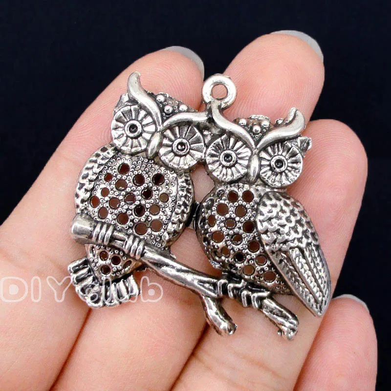 10pcs Antique Silver Owls Charms Pendant 41x42mmin Charms from Jewelry