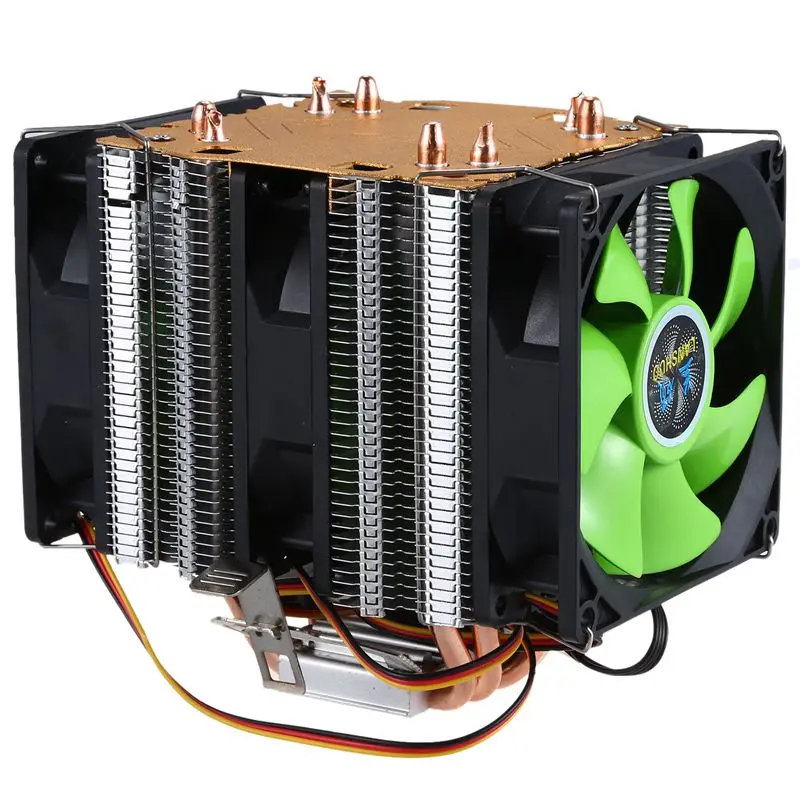 LANSHUO Чистая медь 4 тепловая труба для 1366 1155 775 Intel/AMD мульти-платформа процессор радиатор 3 провода без света три вентилятора