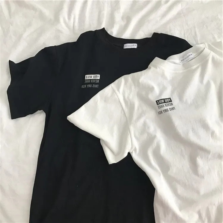 T-shirts Women 2020 Chic Solid BF Loose Ulzzang T-shirt Top Tee Womens Letter Print School Couple Korean Style Hip Hop All-match