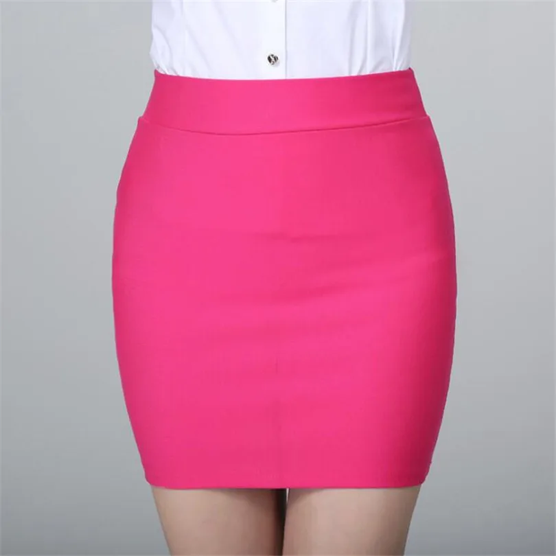 

CUHAKCI Mini Skirt Women Casual Summer Short Skirts Elegant Work Office Lady Black Rose Candy Color New Solid A-line Sexy Skirt