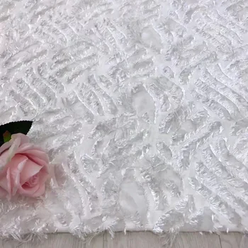 

White Color African Lace Fabric 2018 Embroidered Nigerian 3d flowers Lace Fabric High Quality French Tulle Lace Fabric For Women