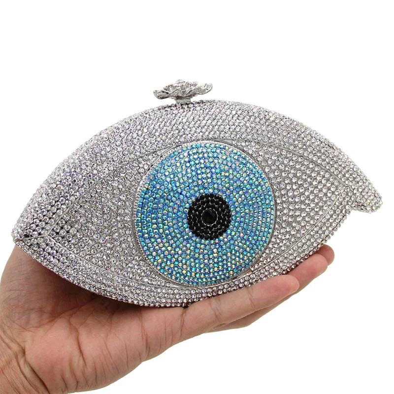 

Evil Eye Bag Women Clutch Bag Silver Evening Bag Femme Pochette Bag Luxury Crystal Day Clutch Bling Party Girly Purse Lady Gift