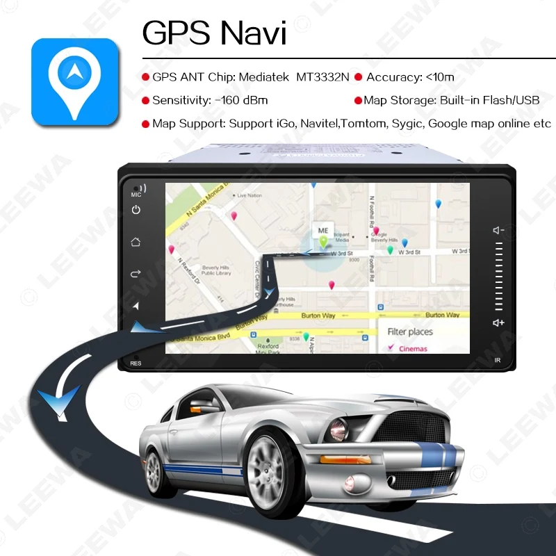 Sale LEEWA 7inch Short Case Android 6.0 Quad Core Car Media Player With GPS Navi Radio For Toyota Universal 2DIN RAV4/Corolla/HILUX 5