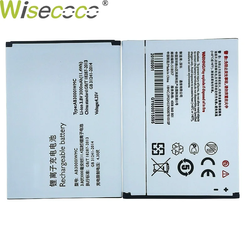 Wisecoco аккумулятор 3000 мАч AB3000IWMC для Philips S326 XENIUM CTS326 Смартфон высокого качества с номером отслеживания