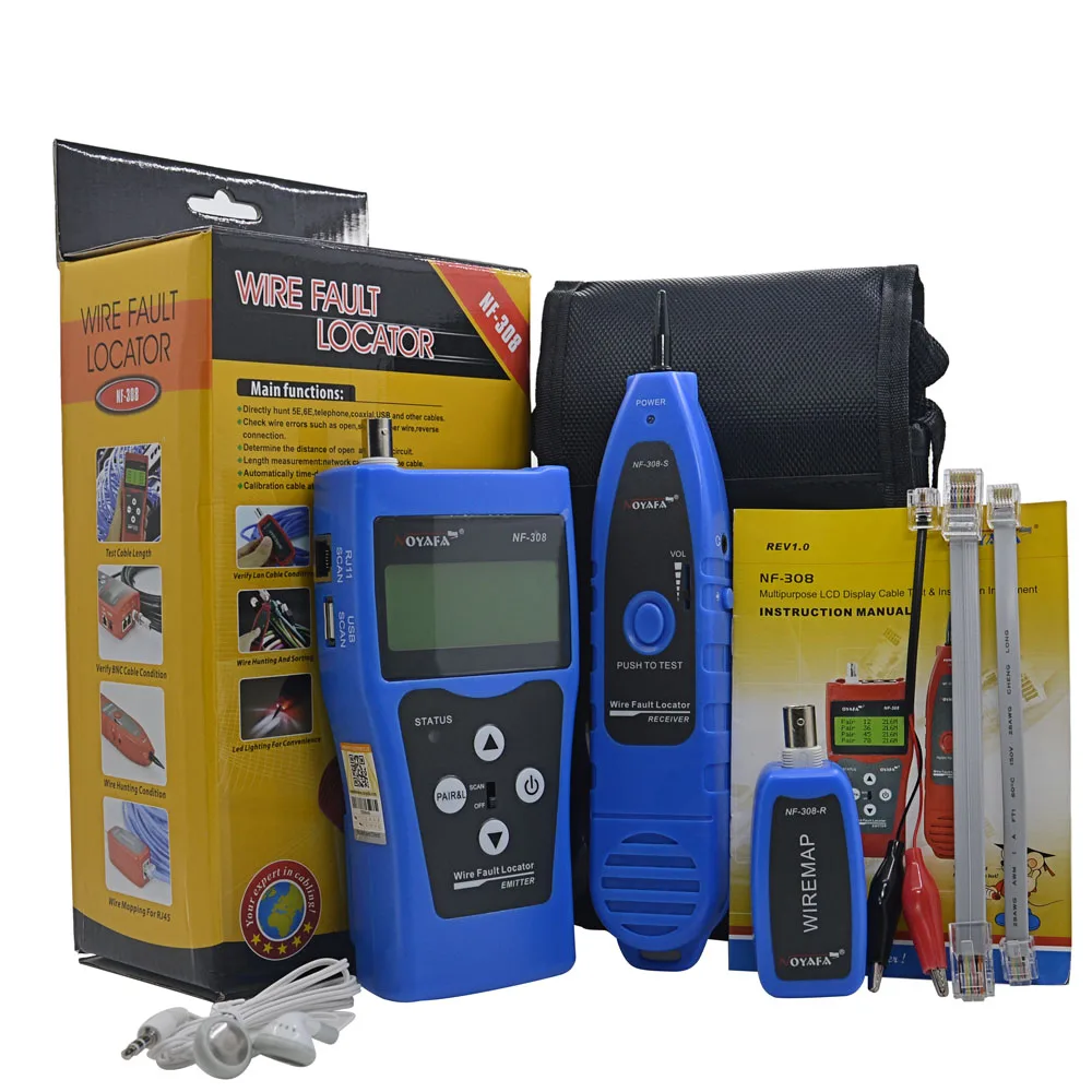 

Noyafa NF-308B Telephone Wire Tracker Network LAN Cable Tester for Diagnose Tone RJ11 USB BNC RJ45 CAT5E CAT6E Metal Line NF-308