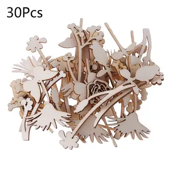 

30pcs Laser Cut Wood Embellishment Wooden Rose Shape Craft Wedding Decor 19QB
