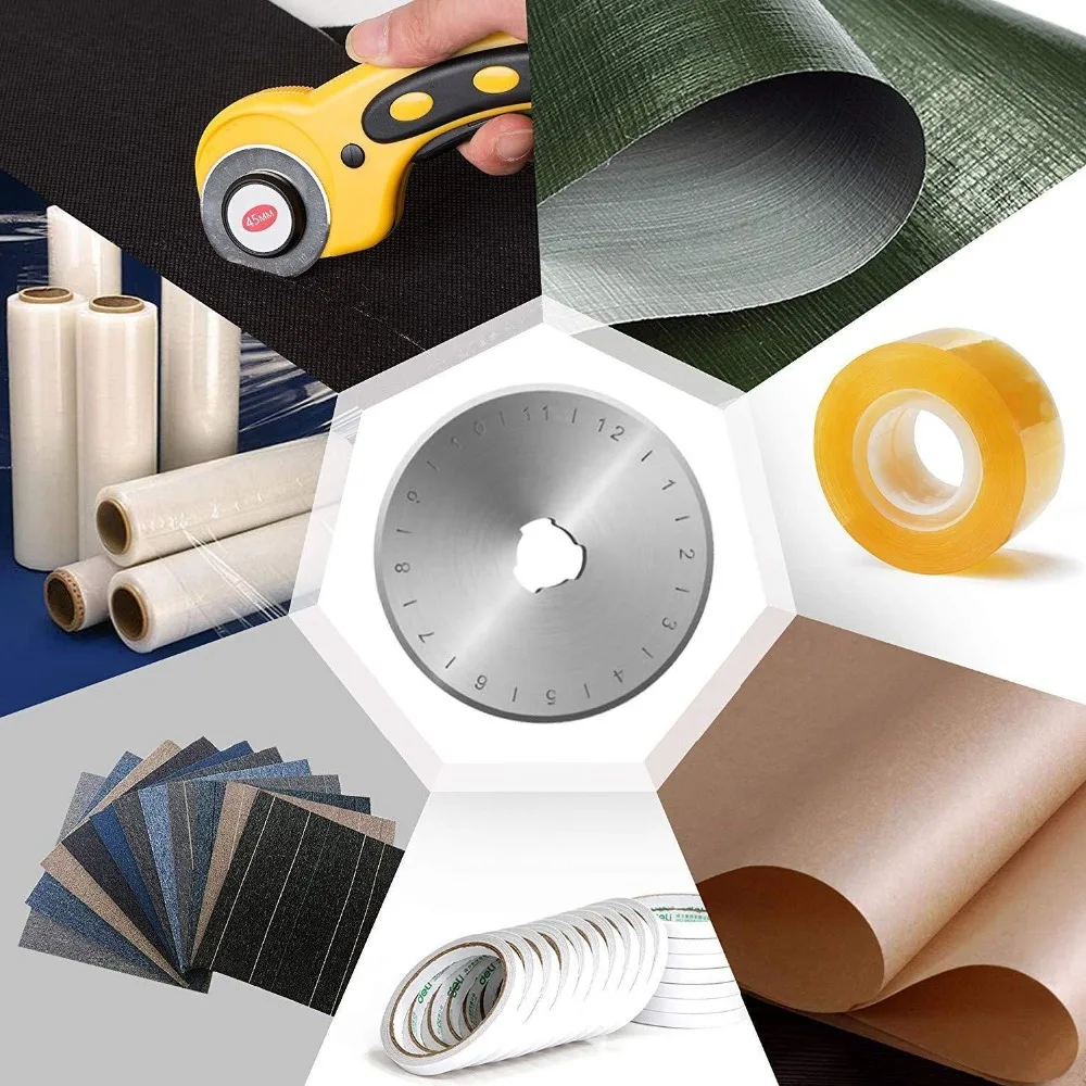 

45mm Rotary Cutter Set 10 pcs Blades for Fabric Paper Vinyl Circular Cutting fit for most of 45mm rotary cutter