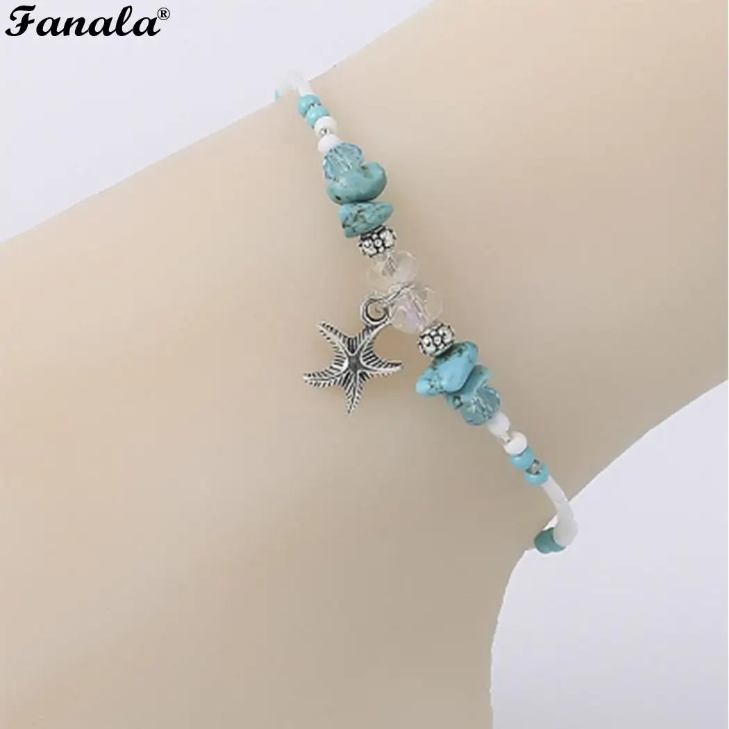 

Starfish Beaded Shape Style Women Bohemian Geometric Anklets Beach