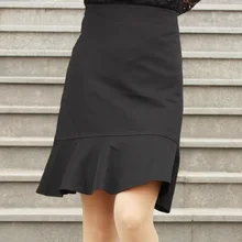Spring Autumn Women New Fashion Clothing Female Polyester Trumpet Skirt With High Waist Ladies Knee-Length Solid Clothing HZ1228