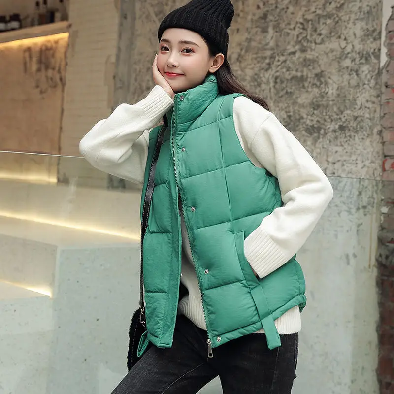 Autumn And Winter Vest Women Loose Thick Warm Down Cotton Vest Coat Female Sleeveless Jacket Casual Waistcoat Women Vest Q1774